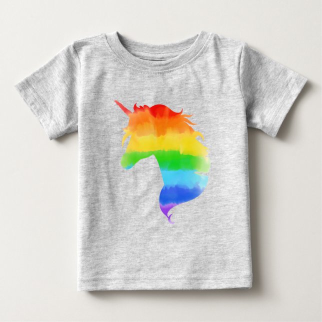 Watercolor Rainbow Unicorn Baby T-Shirt (Front)