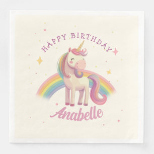 Watercolor Rainbow Unicorn Birthday Party Paper Dinner Napkins