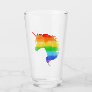 Watercolor Rainbow Unicorn Glass
