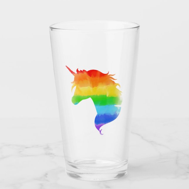 Watercolor Rainbow Unicorn Glass (Front)