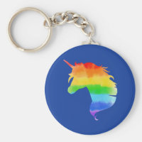 Watercolor Rainbow Unicorn Keychain