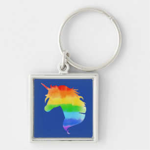 Watercolor Rainbow Unicorn Keychain
