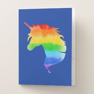 Watercolor Rainbow Unicorn Pocket Folder