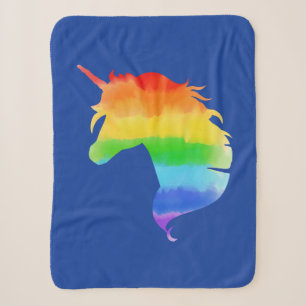 Watercolor Rainbow Unicorn Sherpa Blanket