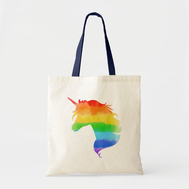 Watercolor Rainbow Unicorn Tote Bag (Front)