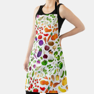 Watercolor Rainbow Vegetables Veggie Pattern Apron