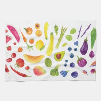 Watercolor Rainbow Veggies at Farmers Market