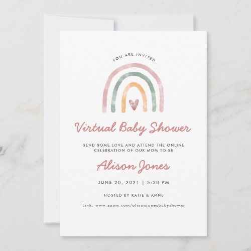 Watercolor Rainbow Virtual Baby Shower Announcement