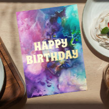 Watercolor Rainbow Whimsical Happy Birthday