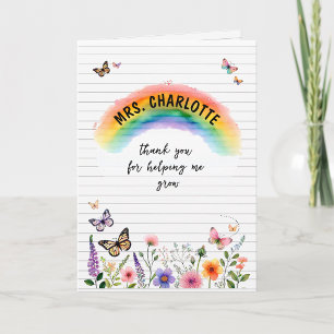 Watercolor Rainbow Wildflower Teacher Thank You Card