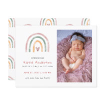 Watercolor Rainbow with Heart Birth Announcement