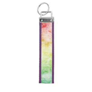 Watercolor Rainbow Wrist Keychain