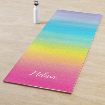 Watercolor Rainbow Yoga Mat by Orabella at Zazzle