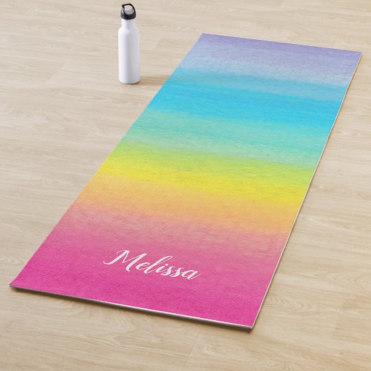 Watercolor Rainbow Yoga Mat