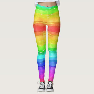 Watercolor rainbow yoga pants leggins