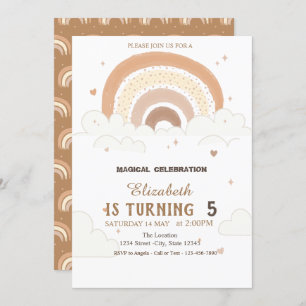 Watercolor Rainbows Clouds Birthday Invitation