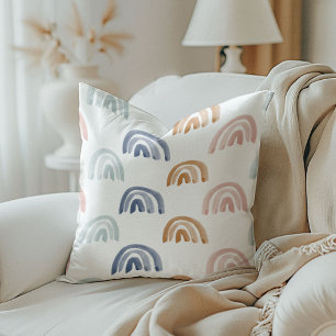 Watercolor Rainbows in Earth Tones Reversible Throw Pillow