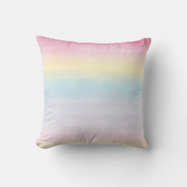 Watercolor Rainbows Pastel - All Options Throw Pillow (Front)