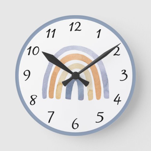 Watercolor Rainbows Personalized Round Clock