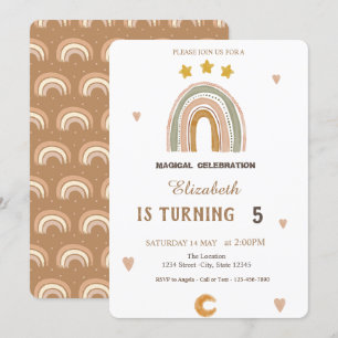 Watercolor  Rainbows Stars Hearts Birthday  Invitation