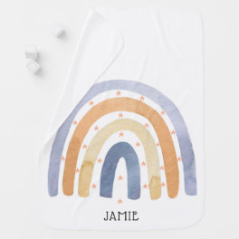 Watercolor Rainbows & Stars Personalized Baby Blanket