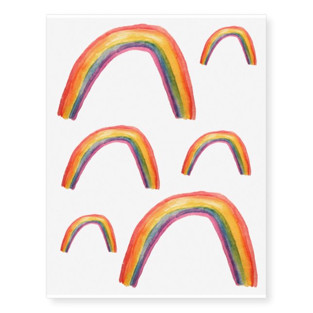 Watercolor Rainbows Temporary Tattoos (Front)