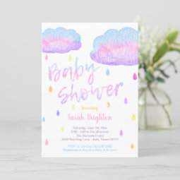 Watercolor Raindrop Baby Shower Invitation | Zazzle