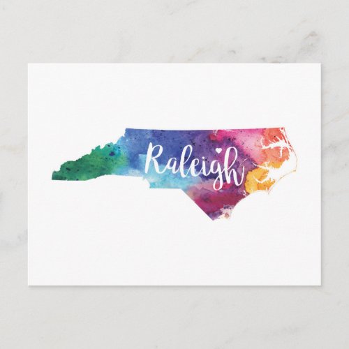 Watercolor Raleigh North Carolina Postcard
