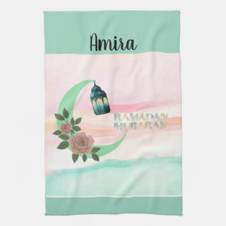 Watercolor Ramadan Crescent Moon – Customizable Kitchen Towel