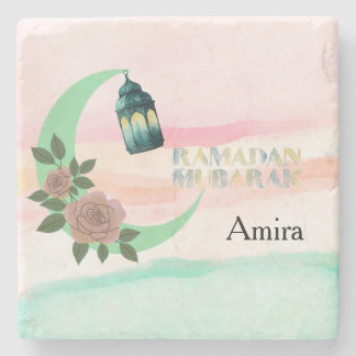 Watercolor Ramadan – Crescent Moon  Stone Coaster