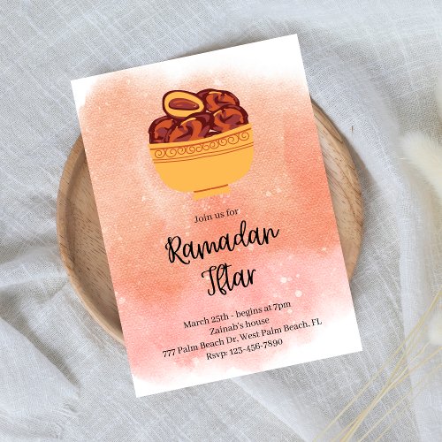 Watercolor Ramadan Iftar Invitation 