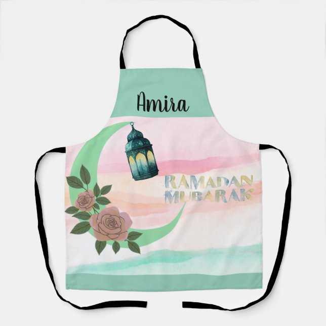 Watercolor Ramadan Kitchen Apron – Customizable (Front)