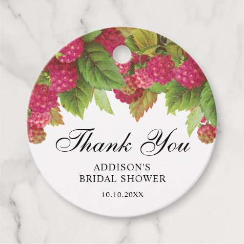 Watercolor Raspberry Bridal Shower Thank You Favor Tags