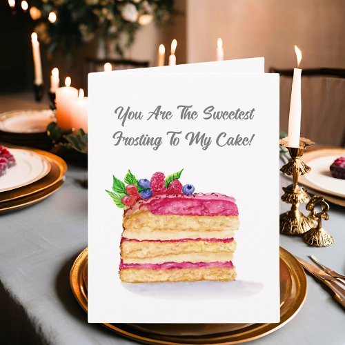 Watercolor Raspberry Cake Anniversary Wife Card