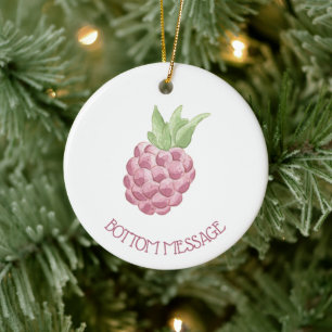 Watercolor Raspberry Ceramic Ornament