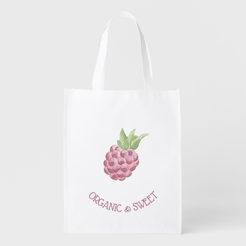 Watercolor Raspberry Grocery Bag