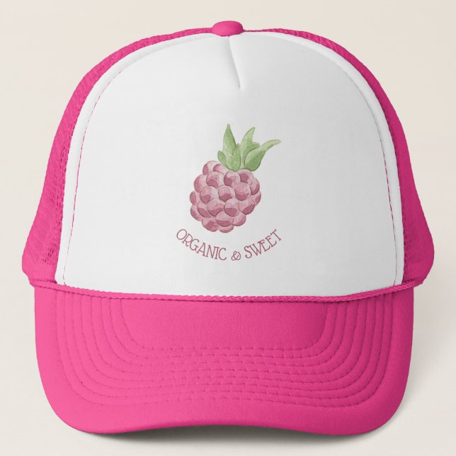Watercolor Raspberry Trucker Hat (Front)