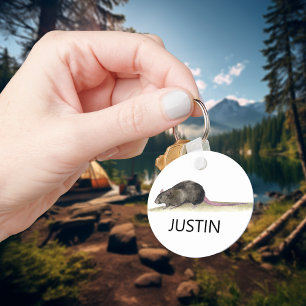 Watercolor Rat Pet Lover Monogram Keychain