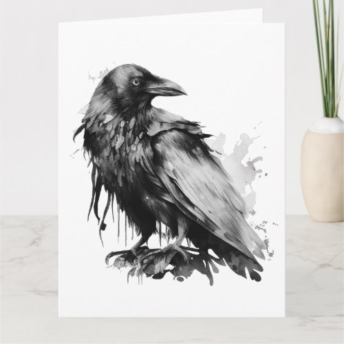 Watercolor Raven _ BW Card