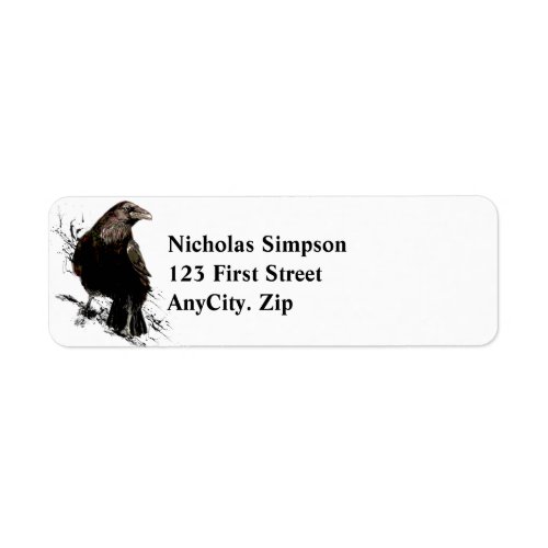 Watercolor  Raven Bird  Animal Art Address Return Label