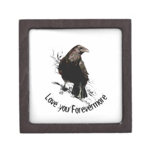 Watercolor Raven Bird Animal Art Black Love Quote Gift Box