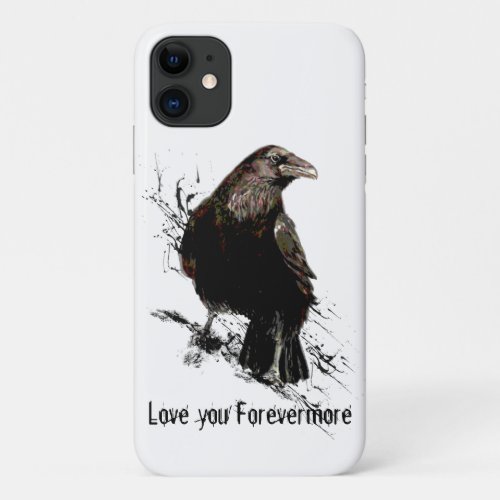 Watercolor Raven Bird Animal Art Black Quote iPhone 11 Case