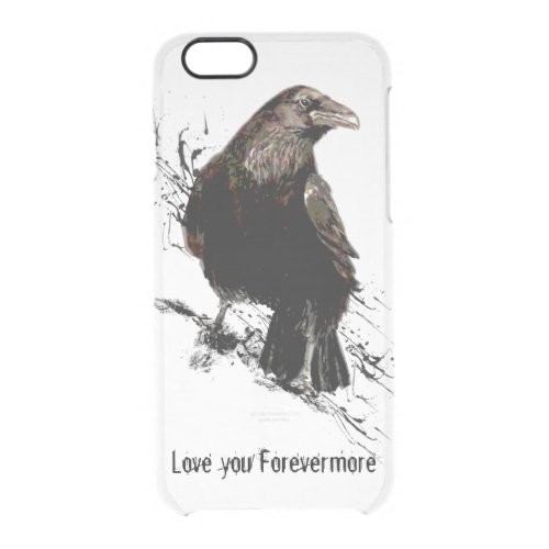 Watercolor Raven Bird Animal Art Black Quote Clear iPhone 66S Case