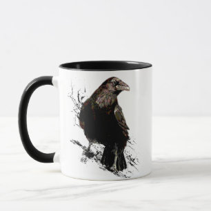 Watercolor  Raven Bird  Animal Art Mug