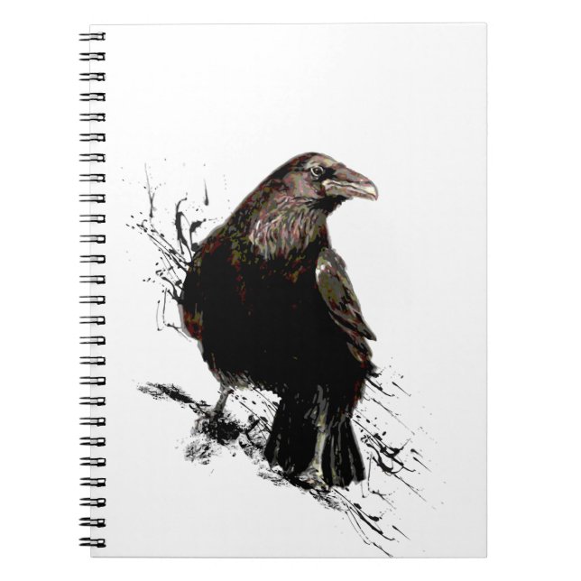 Watercolor Raven Bird Animal Art Notebook (Front)