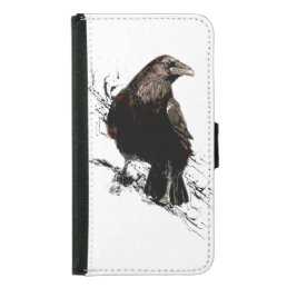 Watercolor Raven Bird Animal Art Samsung Galaxy S5 Wallet Case