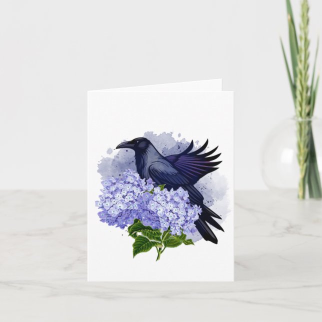 Watercolor Raven Blank Note Card (Front)