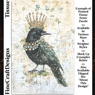 Watercolor Raven, Crown & Necklace DK8R Decoupage Tissue Paper