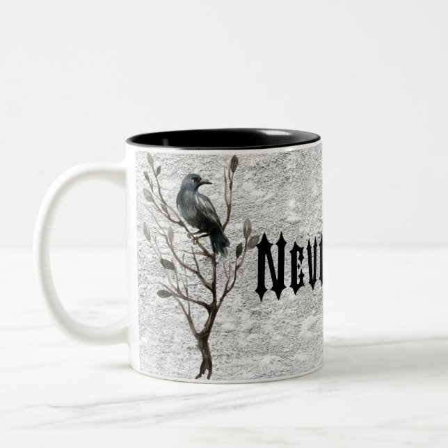 Watercolor Raven Nevermore Two-Tone Coffee Mug (Left)