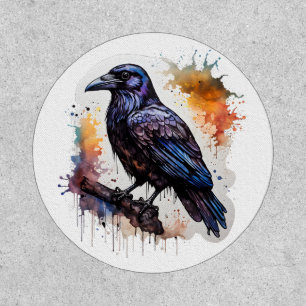 Watercolor Raven Patch